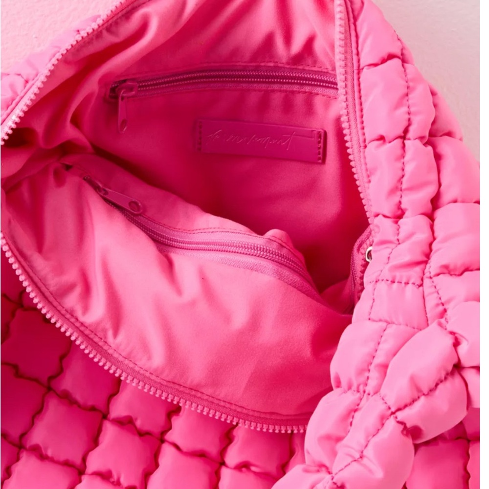 New! FP Movement Free People Quilted Carryall Tote Pink Bubblegum NWT Bag - Picture 5 of 5